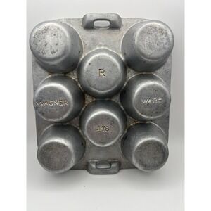Vintage Set of 2 Wagner Ware Cast Aluminum 8 Cup Muffin Popover Pan 478 R